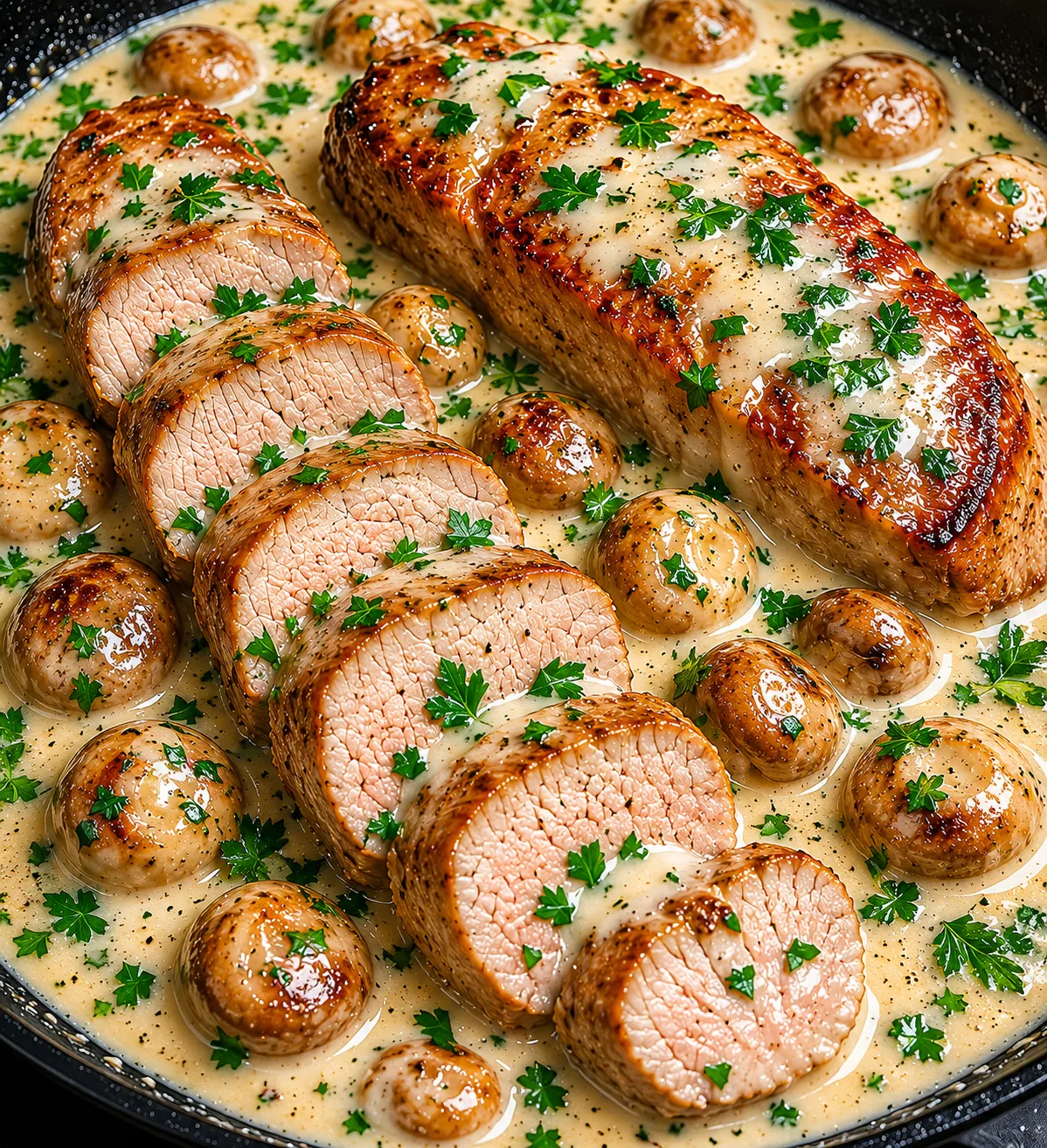 Creamy pork with mushrooms